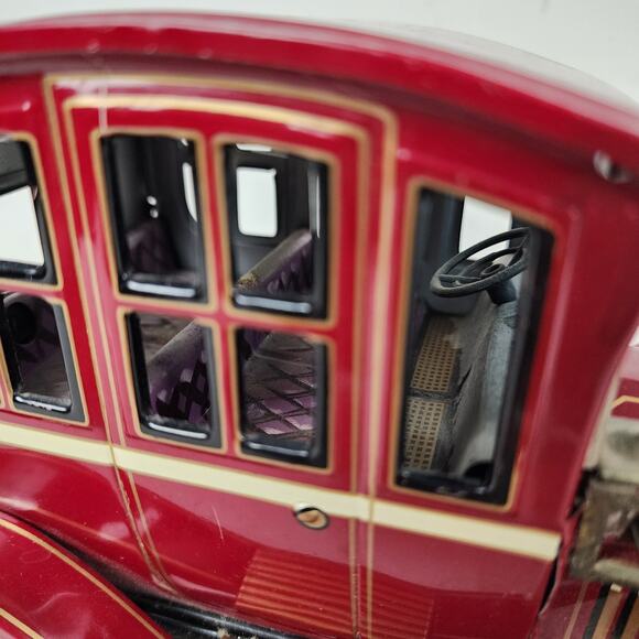 Vintage Tin Toy Car Litho Red Rosko Japan Grandpa Auto Working Lights Metal - Picture 9 of 11